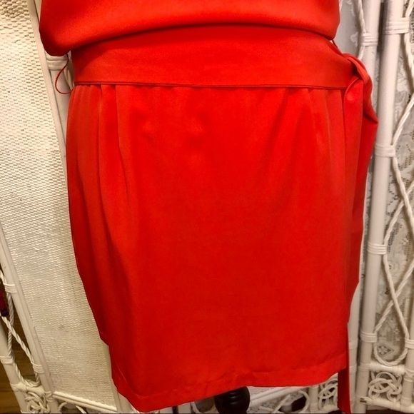 Ark & Co. Dress Coral Orange Open Back Mini Wide Sash Dolman Sleeve size Large - Picture 7 of 16